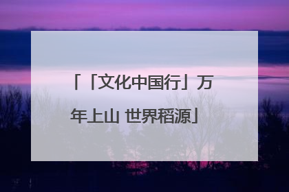 「文化中国行」万年上山 世界稻源