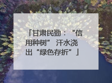 甘肃民勤：“信用种树” 汗水浇出“绿色存折”