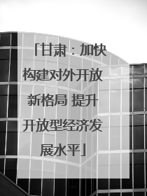 甘肃：加快构建对外开放新格局 提升开放型经济发展水平