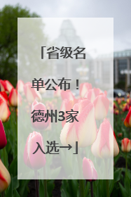 省级名单公布！德州3家入选→