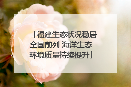 福建生态状况稳居全国前列 海洋生态环境质量持续提升