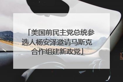 美国前民主党总统参选人杨安泽邀请马斯克合作组建新政党