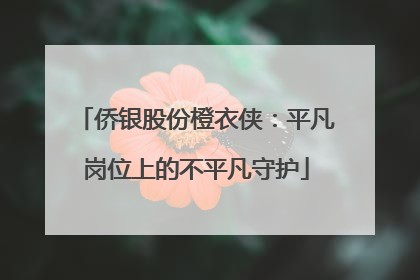 侨银股份橙衣侠：平凡岗位上的不平凡守护