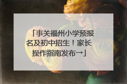 事关福州小学预报名及初中招生！家长操作指南发布→