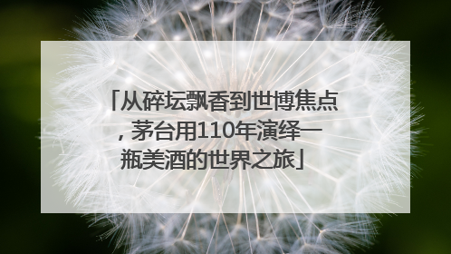 从碎坛飘香到世博焦点，茅台用110年演绎一瓶美酒的世界之旅