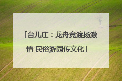 台儿庄：龙舟竞渡扬激情 民俗游园传文化