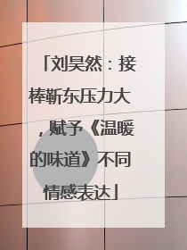 刘昊然：接棒靳东压力大，赋予《温暖的味道》不同情感表达