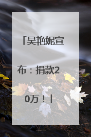 吴艳妮宣布：捐款20万！
