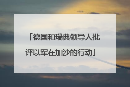 德国和瑞典领导人批评以军在加沙的行动