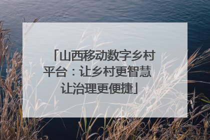 山西移动数字乡村平台：让乡村更智慧 让治理更便捷