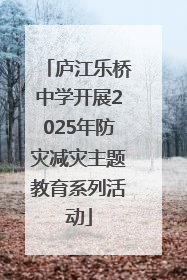 庐江乐桥中学开展2025年防灾减灾主题教育系列活动