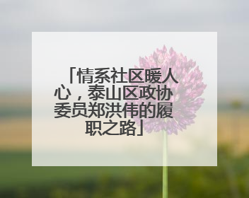 情系社区暖人心，泰山区政协委员郑洪伟的履职之路