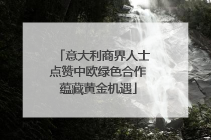 意大利商界人士点赞中欧绿色合作蕴藏黄金机遇