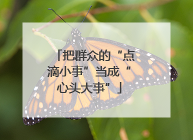 把群众的“点滴小事”当成“心头大事”