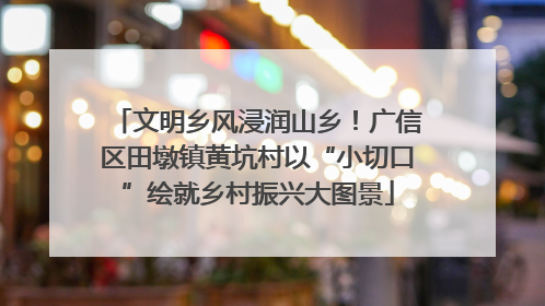 文明乡风浸润山乡！广信区田墩镇黄坑村以“小切口”绘就乡村振兴大图景