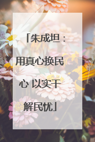 朱成坦：用真心换民心 以实干解民忧