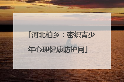 河北柏乡：密织青少年心理健康防护网