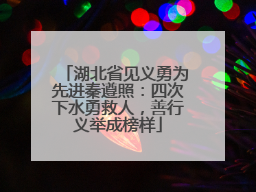 湖北省见义勇为先进秦遵照：四次下水勇救人，善行义举成榜样