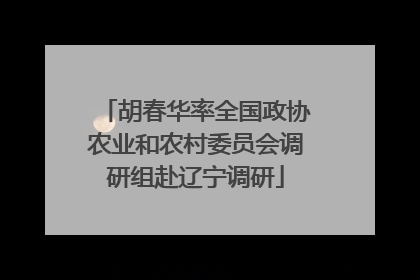 胡春华率全国政协农业和农村委员会调研组赴辽宁调研
