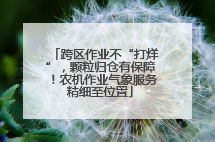 跨区作业不“打烊”，颗粒归仓有保障！农机作业气象服务精细至位置