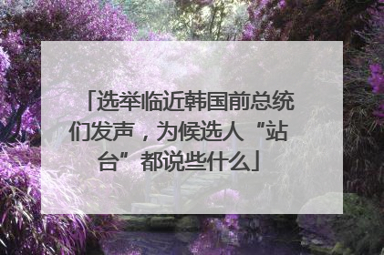 选举临近韩国前总统们发声，为候选人“站台”都说些什么