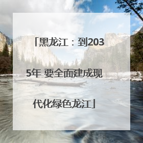 黑龙江：到2035年 要全面建成现代化绿色龙江
