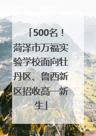 500名！菏泽市万福实验学校面向牡丹区、鲁西新区招收高一新生